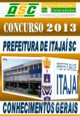 Apostila Concurso Prefeitura de Itajai SC 2013 Conhec Gerais