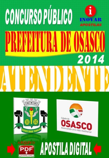 Apostila Prefeitura de Osasco SP Atendente 2014